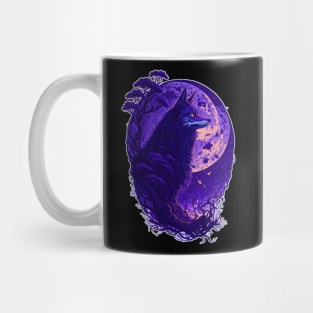 Night Wolf in full moon Mug